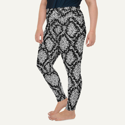 Silver Sequin Snakeskin Plus Size Leggings