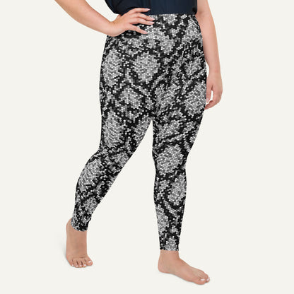 Silver Sequin Snakeskin Plus Size Leggings