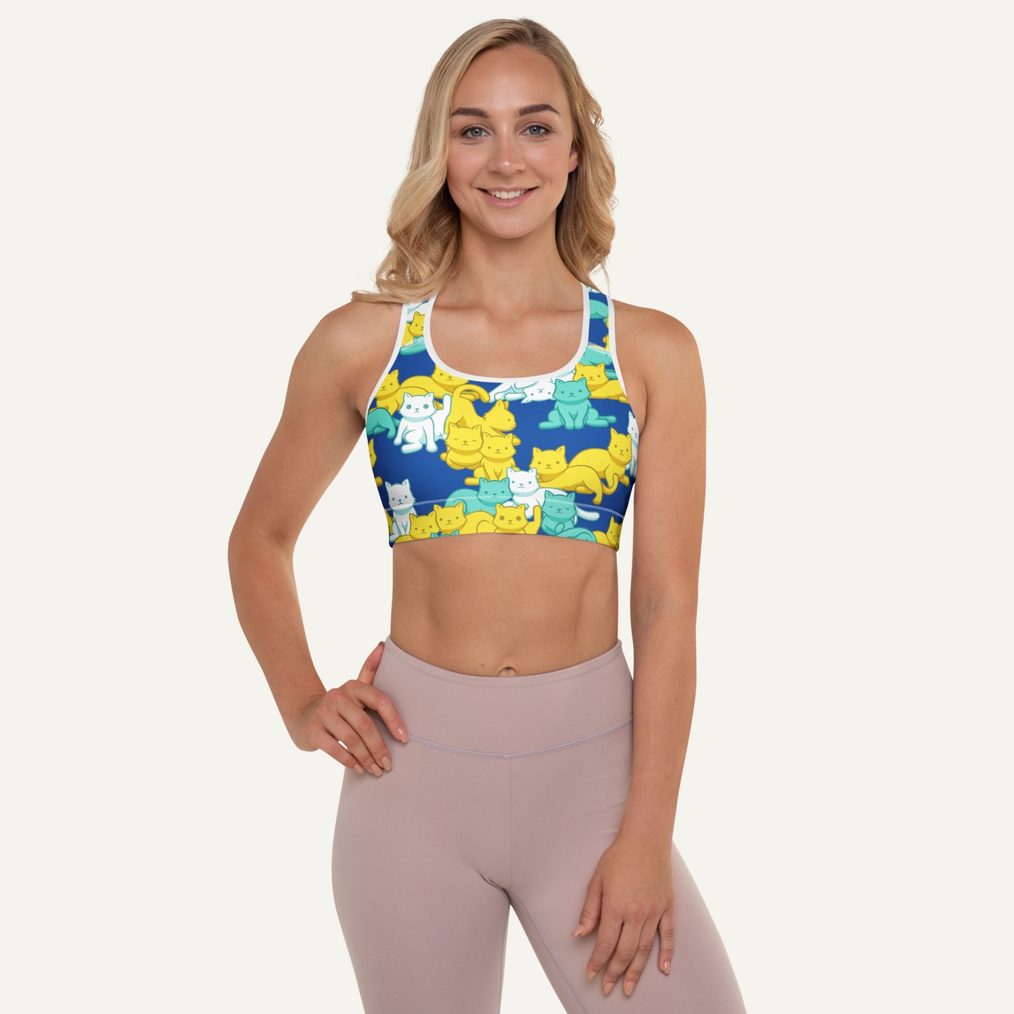 Summer Camo Cats Padded Sports Bra