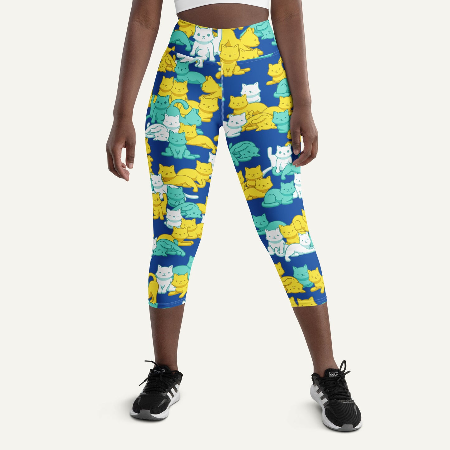 Summer Camo Cats Leopard High-Waisted Capri Leggings