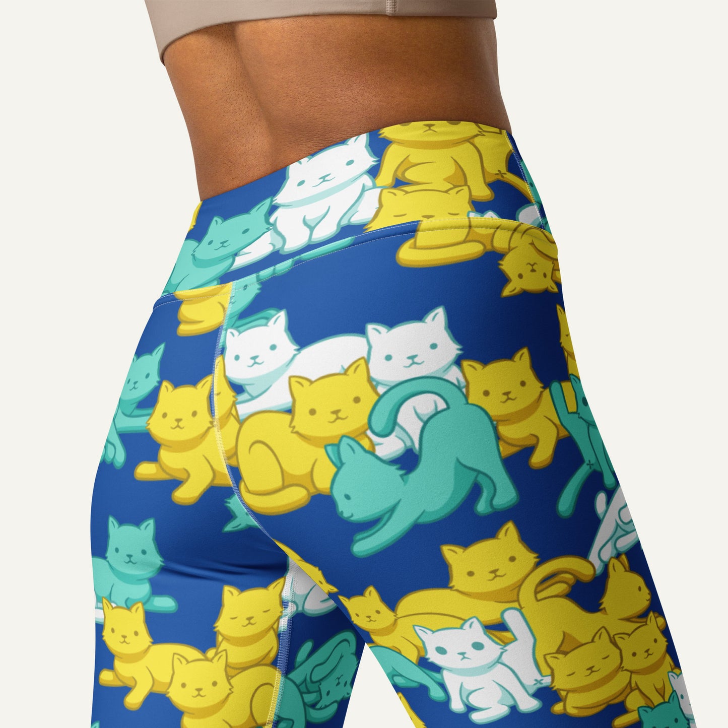 Summer Camo Cats High-Waisted Leggings