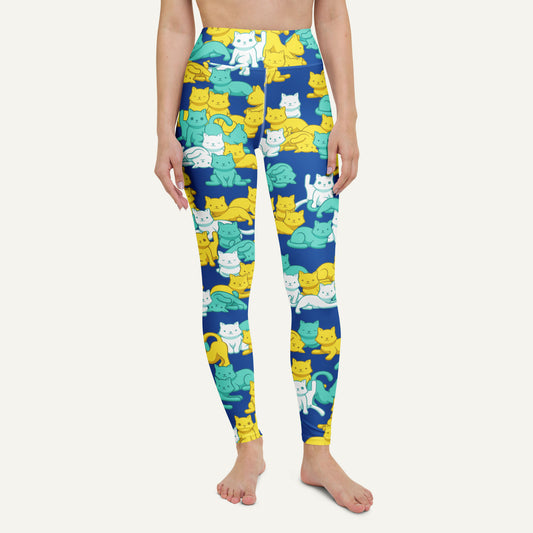 Summer Camo Cats High-Waisted Leggings