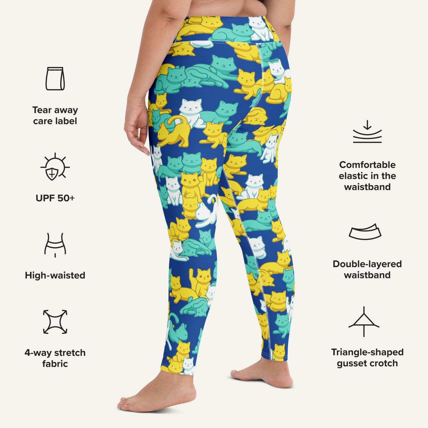 Summer Camo Cats High-Waisted Leggings