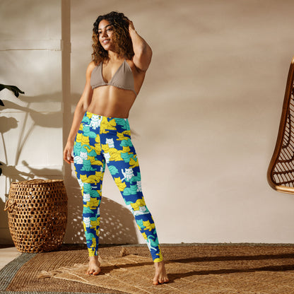 Summer Camo Cats High-Waisted Leggings