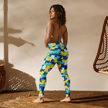 Summer Camo Cats High-Waisted Leggings