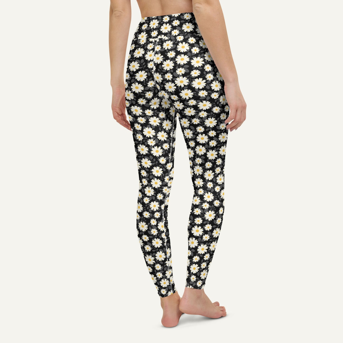 Summer Daisies Black High-Waisted Leggings