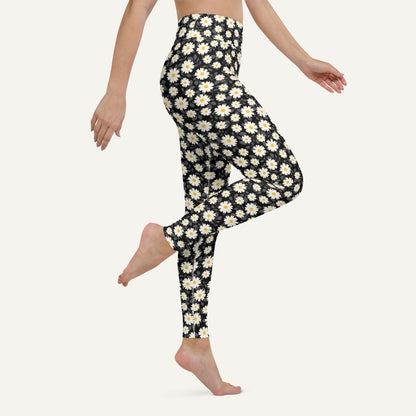 Summer Daisies Black High-Waisted Leggings