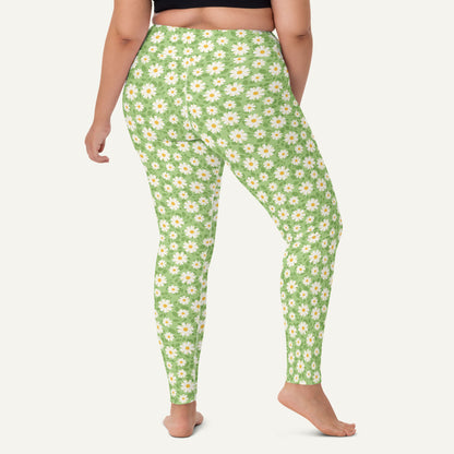 Summer Daisies Green High-Waisted Leggings