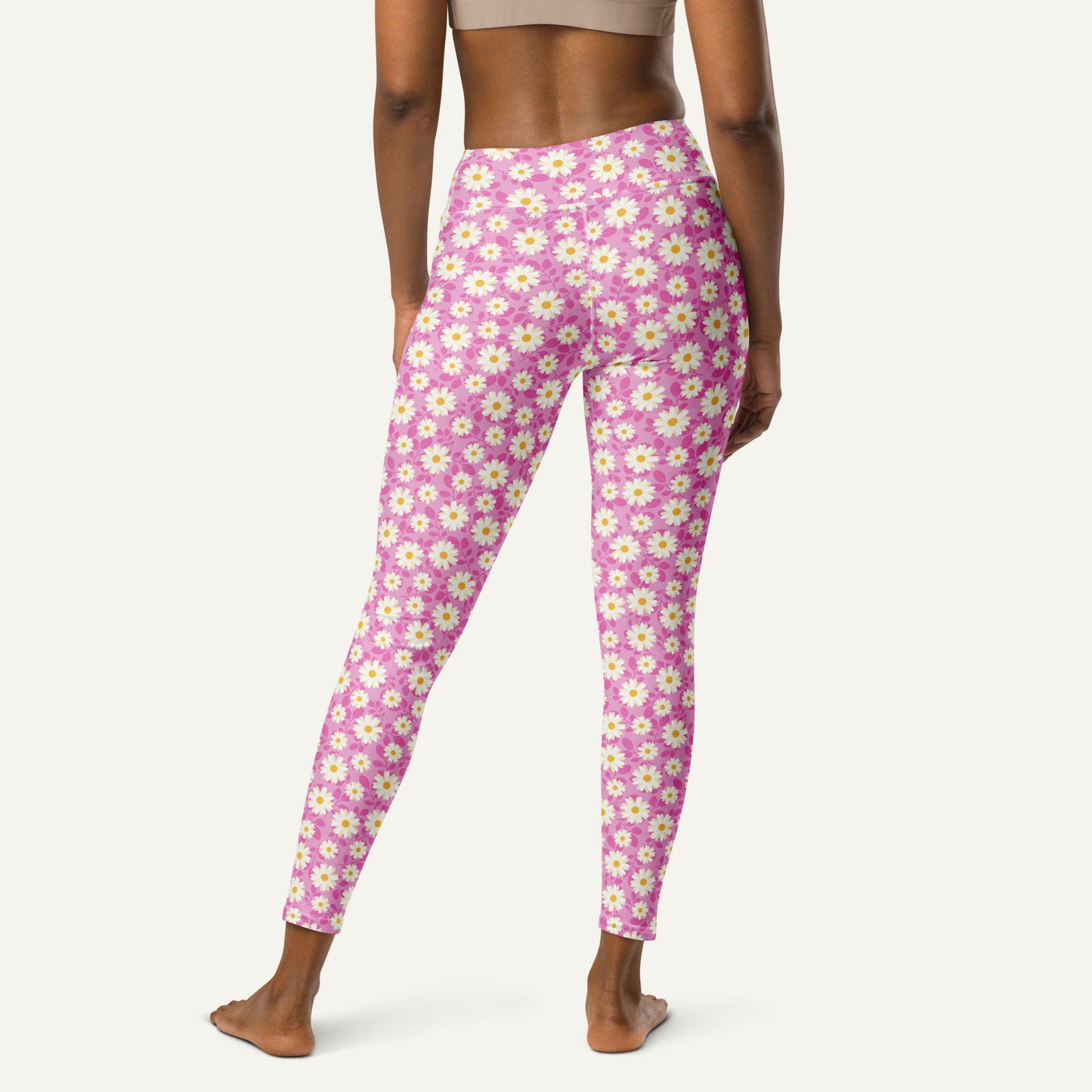 Summer Daisies Pink High-Waisted Leggings