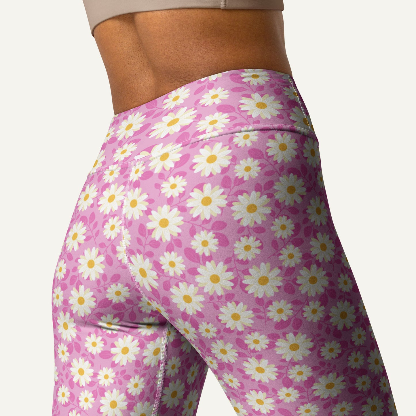 Summer Daisies Pink High-Waisted Leggings