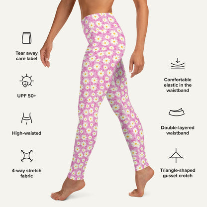 Summer Daisies Pink High-Waisted Leggings