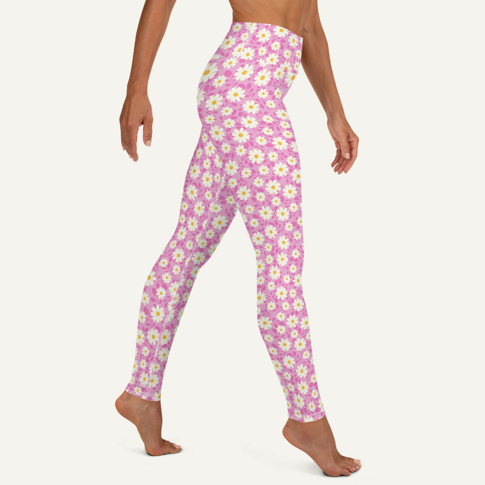 Summer Daisies Pink High-Waisted Leggings