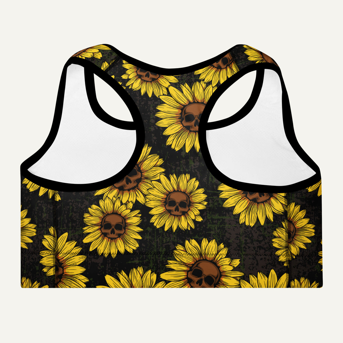 Sunflower Skulls Padded Sports Bra