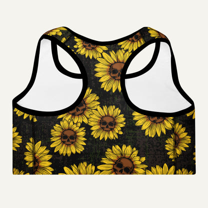 Sunflower Skulls Padded Sports Bra