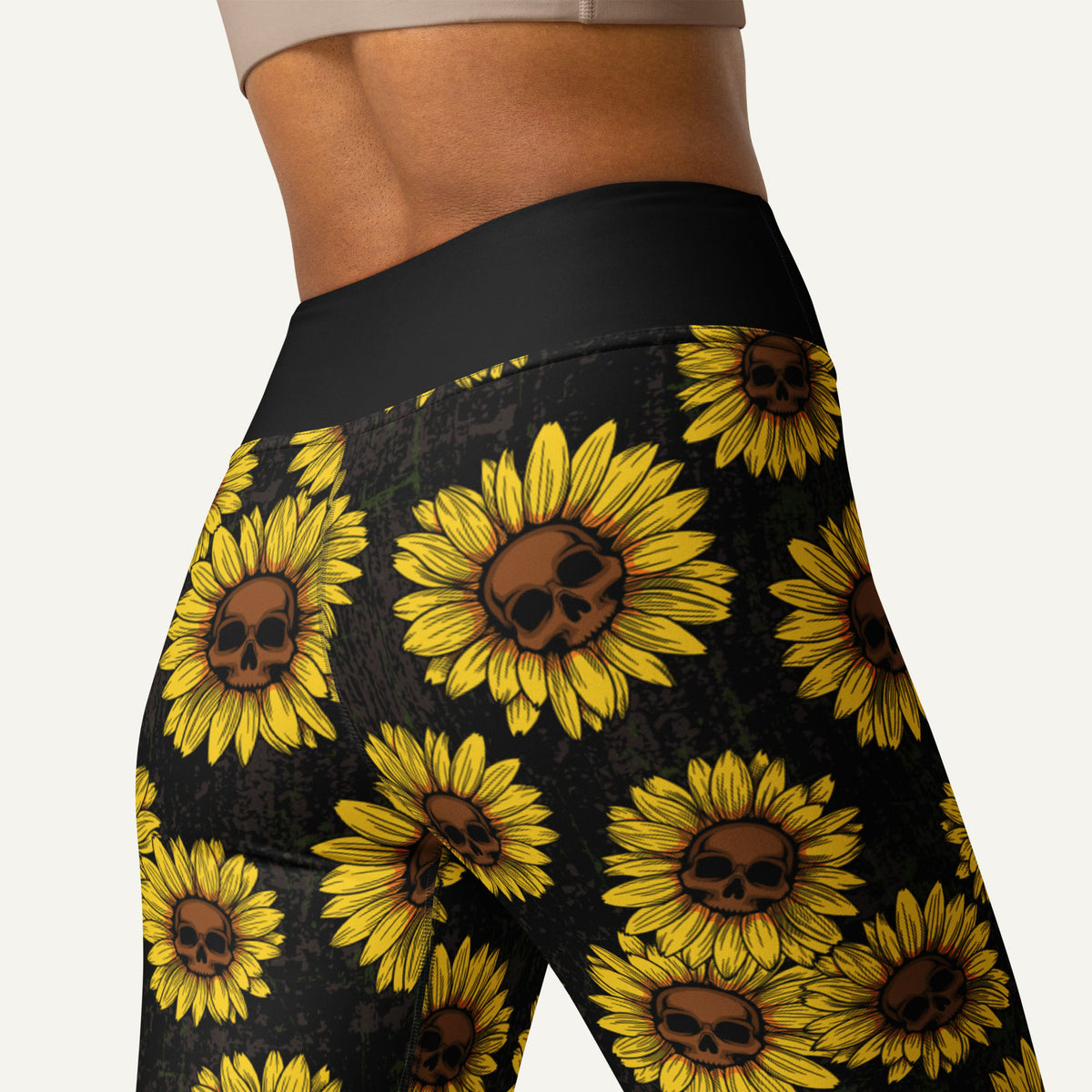 Sunflower Skulls High-Waisted Leggings