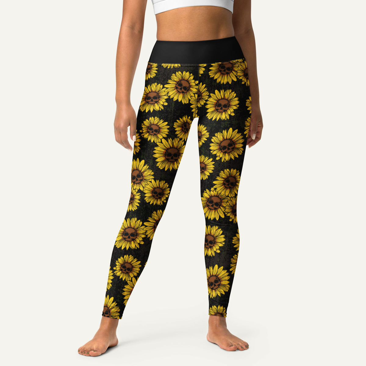 Sunflower Skulls High-Waisted Leggings