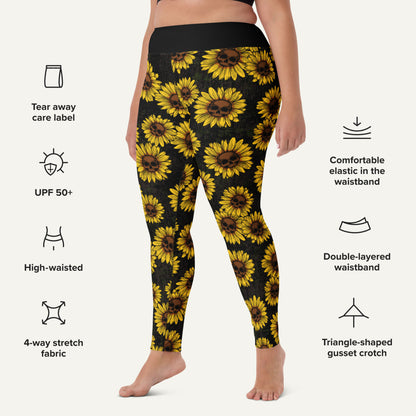 Sunflower Skulls High-Waisted Leggings