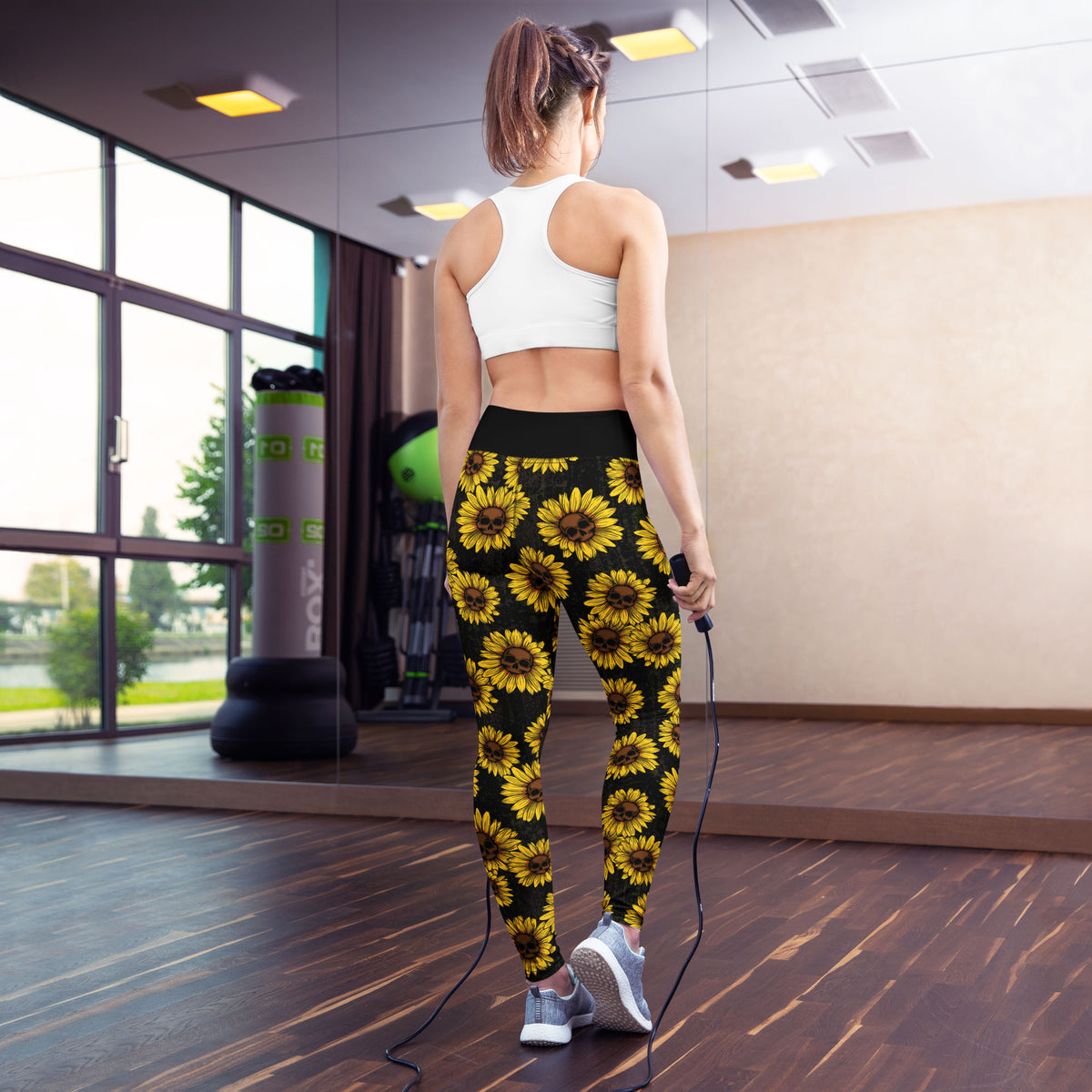 Sunflower Skulls High-Waisted Leggings