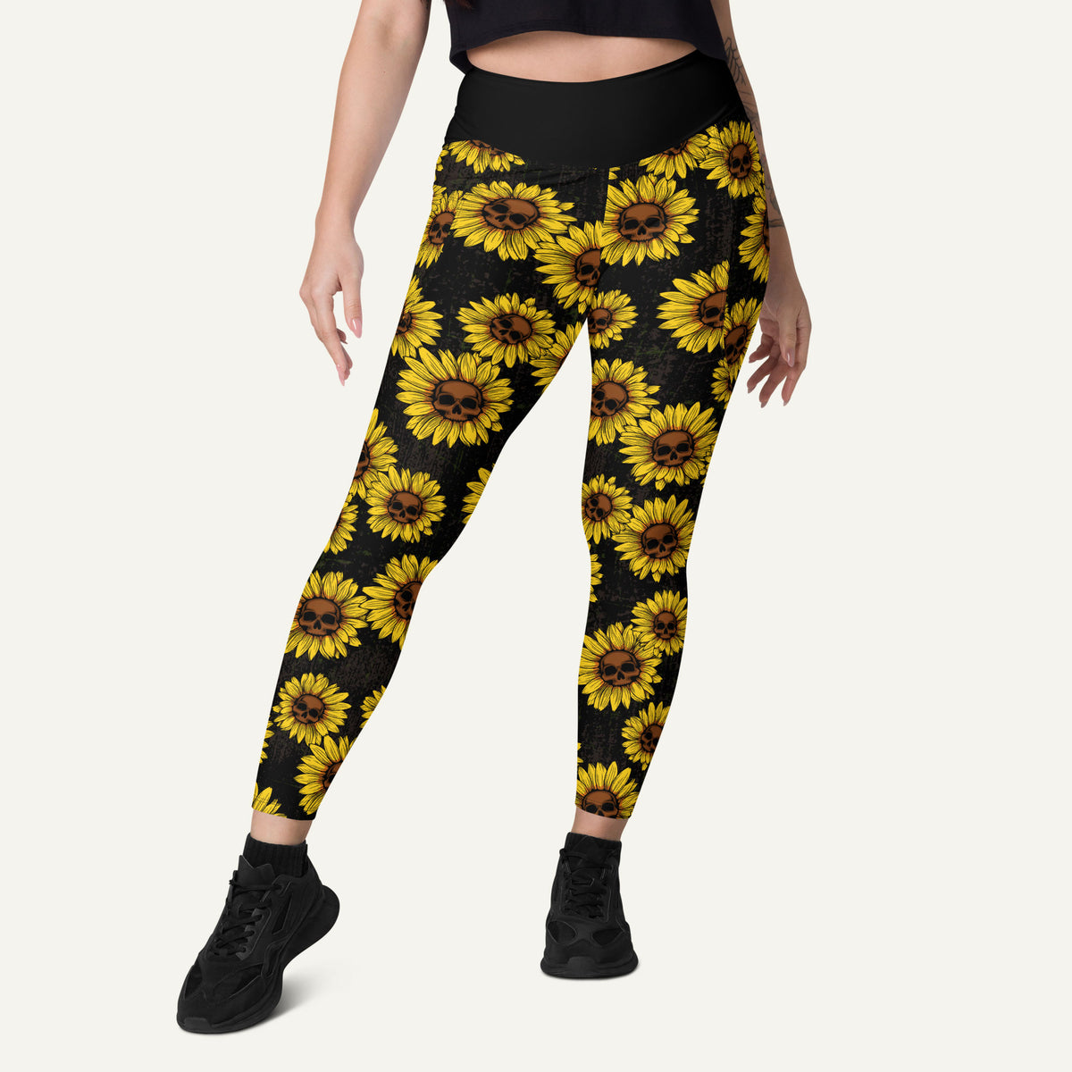 Sunflower Skulls Pocket Leggings