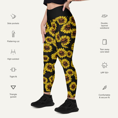 Sunflower Skulls Pocket Leggings