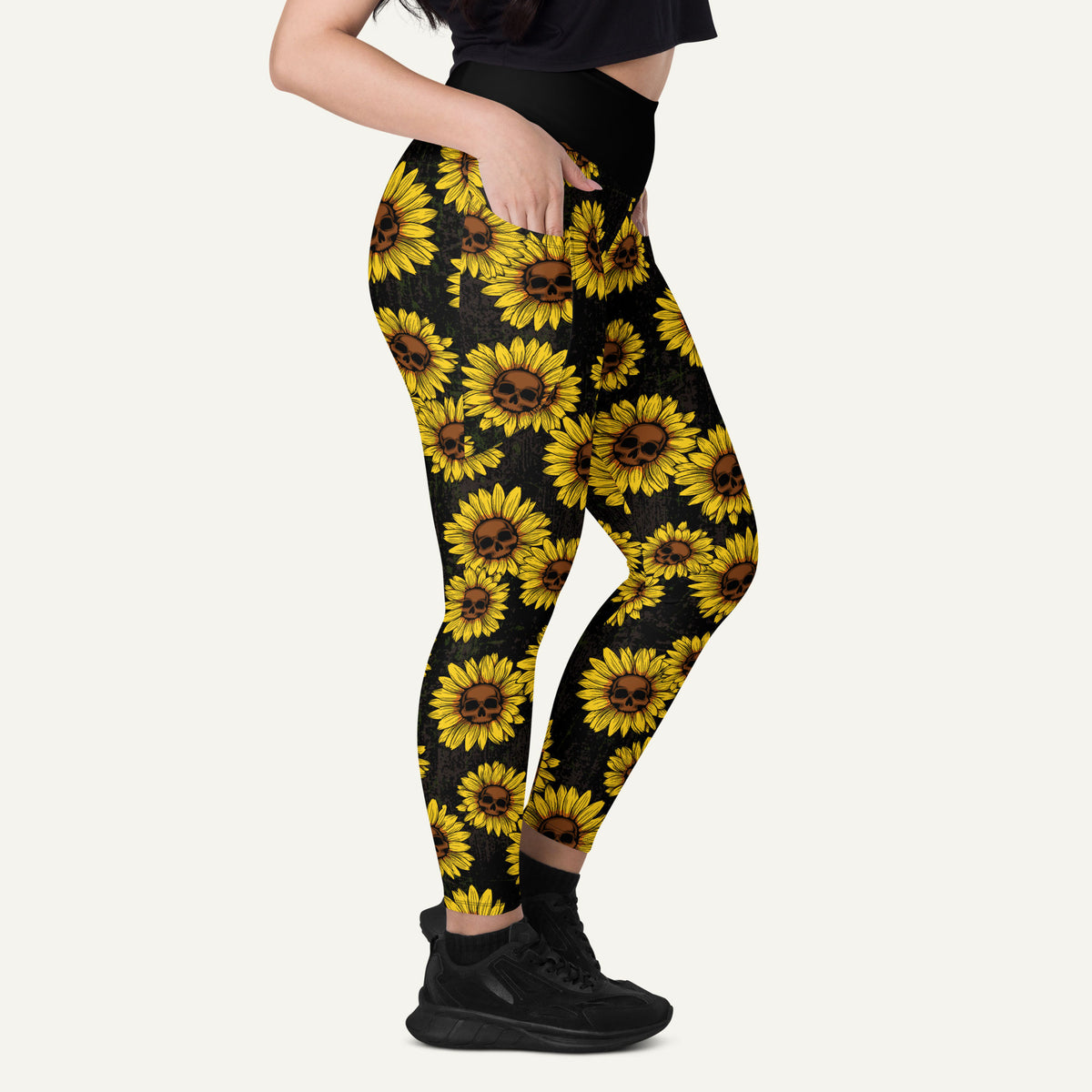 Sunflower Skulls Pocket Leggings