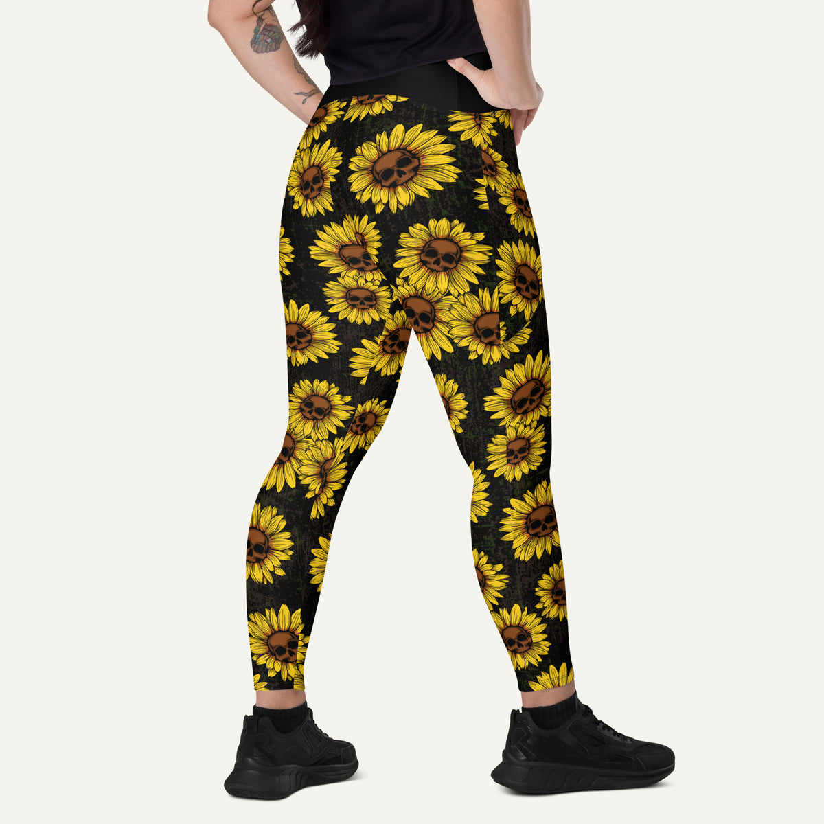 Sunflower Skulls Pocket Leggings