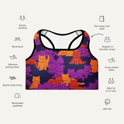 Sunset Camo Cats Padded Sports Bra