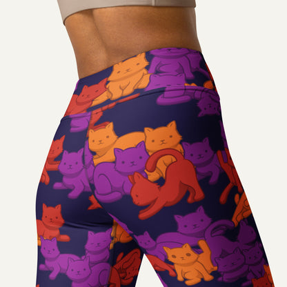 Sunset Camo Cats High-Waisted Leggings