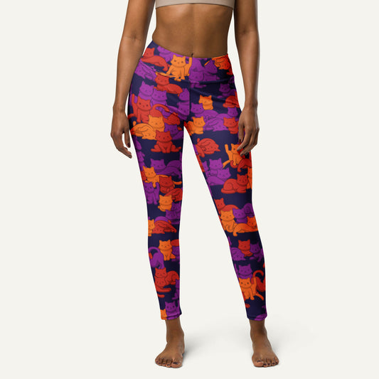Sunset Camo Cats High-Waisted Leggings