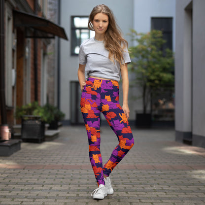 Sunset Camo Cats High-Waisted Leggings