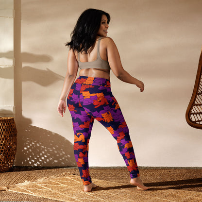 Sunset Camo Cats High-Waisted Leggings