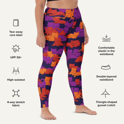 Sunset Camo Cats High-Waisted Leggings