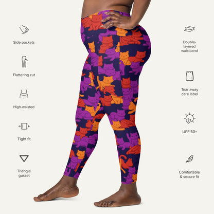 Sunset Camo Cats Pocket Leggings