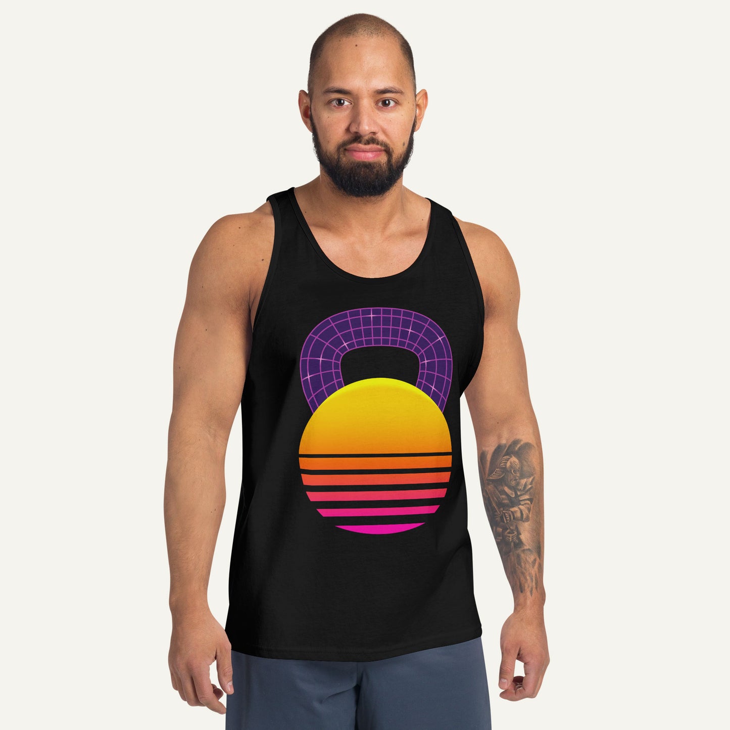 Synthwave Kettlebell Design Men’s Tank Top