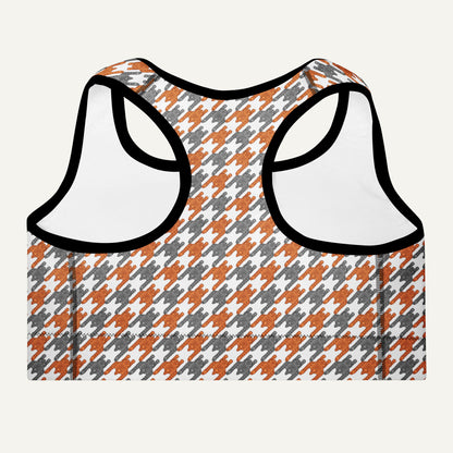 Tabby Cat Houndstooth Padded Sports Bra - Ministry of Sweat