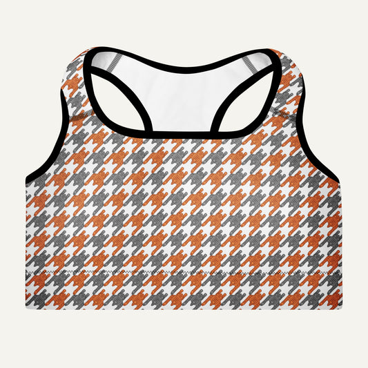 Tabby Cat Houndstooth Padded Sports Bra - Ministry of Sweat
