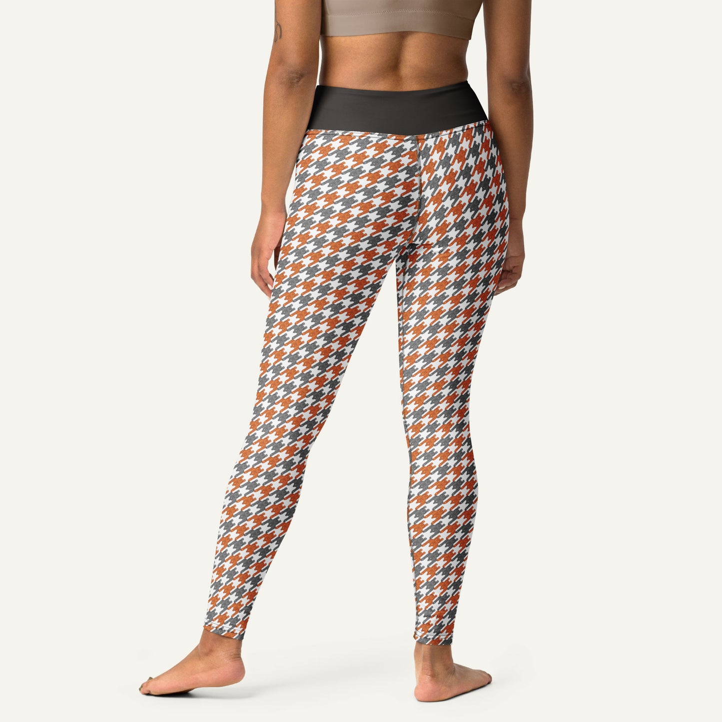 Tabby Cat Houndstooth High-Waisted Leggings