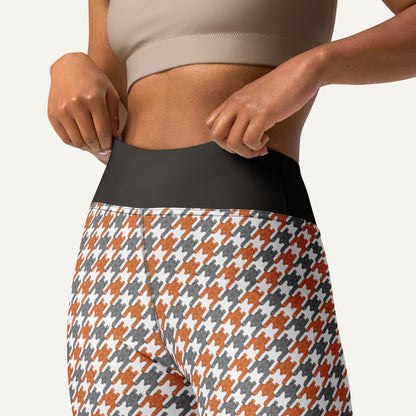 Tabby Cat Houndstooth High-Waisted Leggings