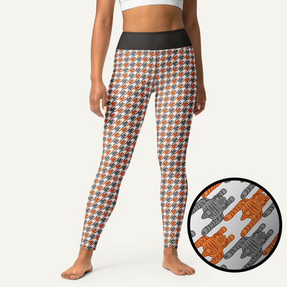 Tabby Cat Houndstooth High-Waisted Leggings
