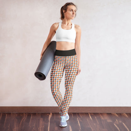 Tabby Cat Houndstooth High-Waisted Leggings