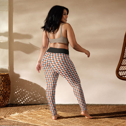 Tabby Cat Houndstooth High-Waisted Leggings