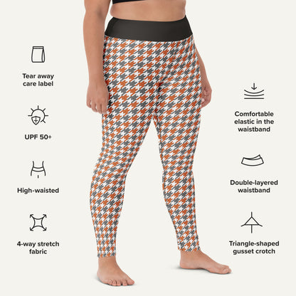Tabby Cat Houndstooth High-Waisted Leggings