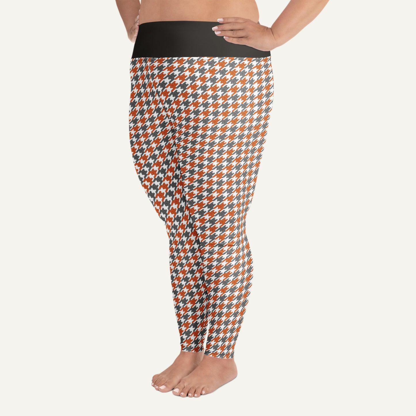 Tabby Cat Houndstooth Plus Size Leggings
