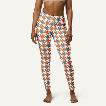 Tabby Cats Houndstooth High-Waisted Leggings