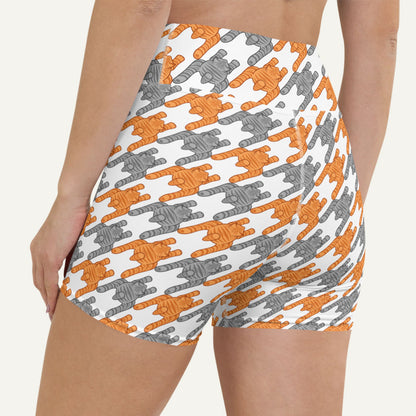 Tabby Cats Houndstooth High-Waisted Shorts