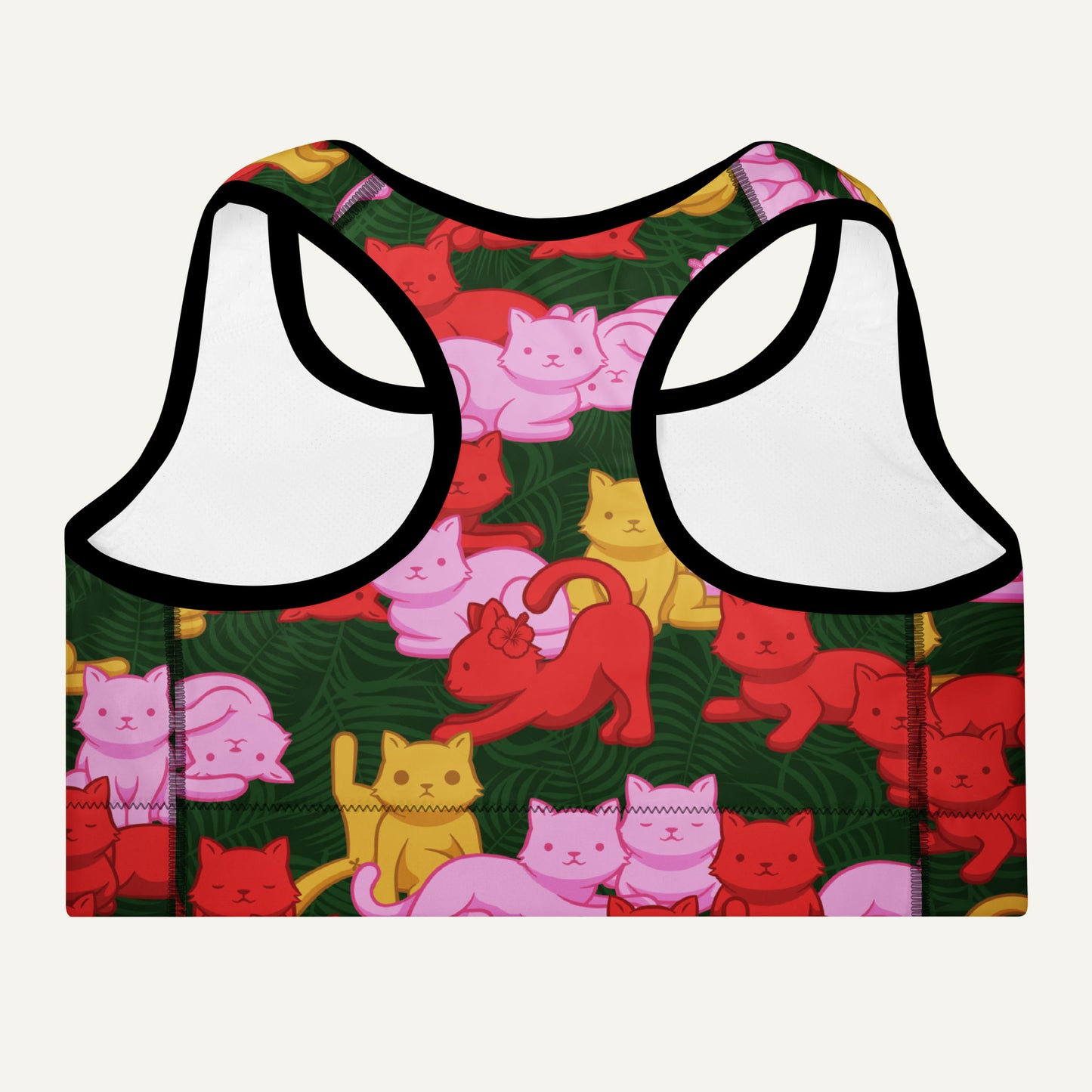 Tropical Camo Cats Padded Sports Bra