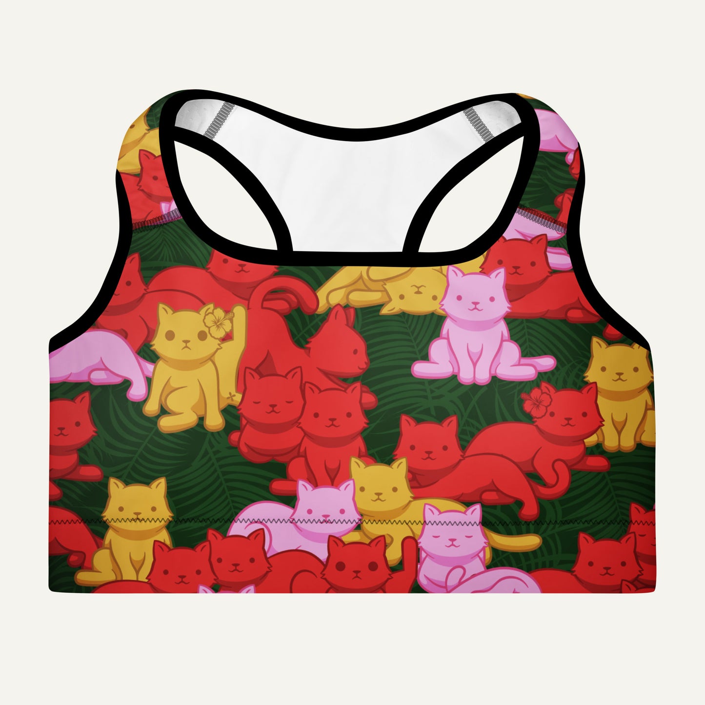 Tropical Camo Cats Padded Sports Bra