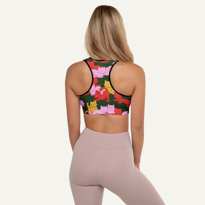 Tropical Camo Cats Padded Sports Bra