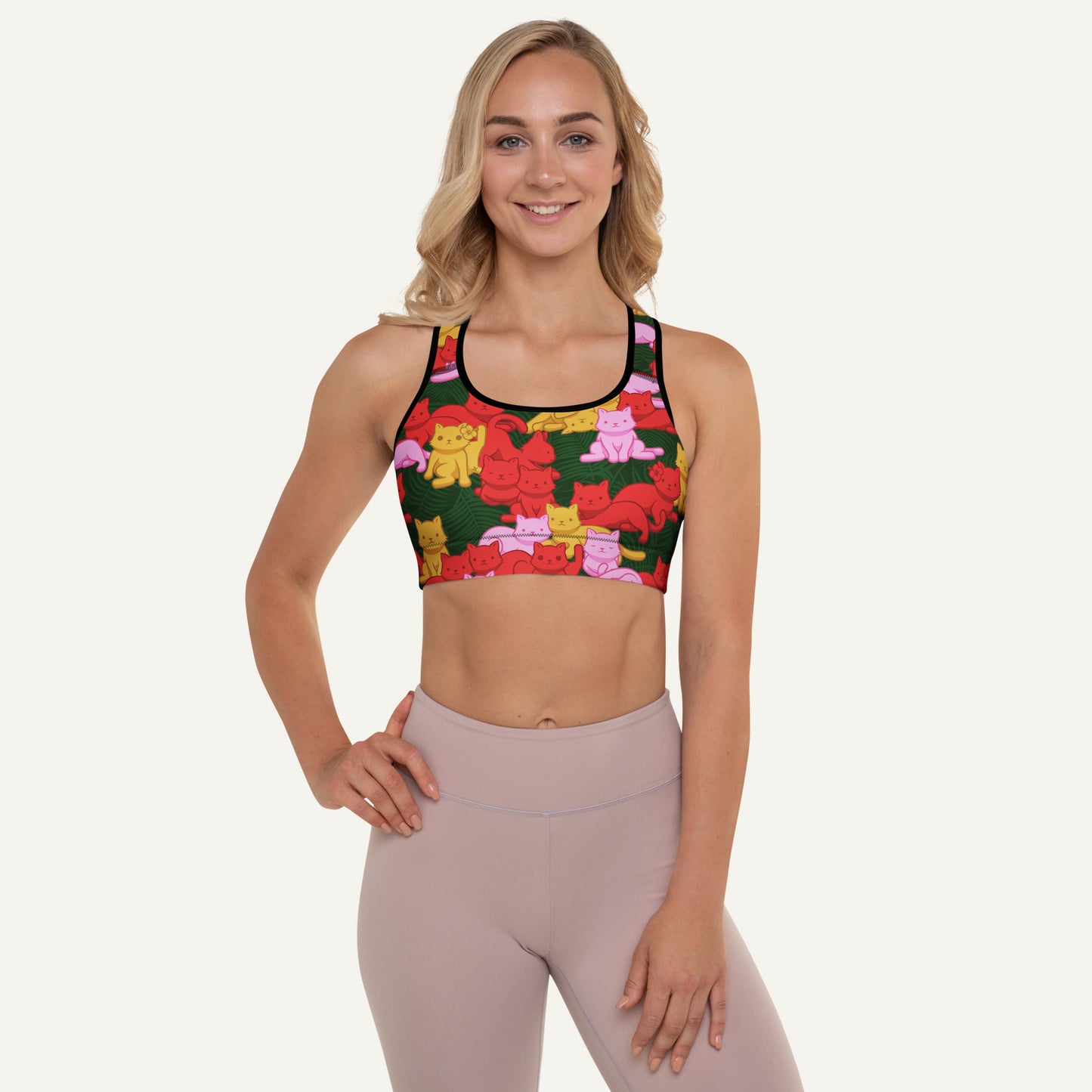 Tropical Camo Cats Padded Sports Bra