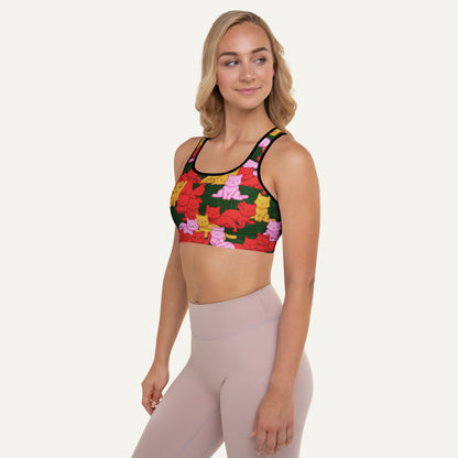 Tropical Camo Cats Padded Sports Bra
